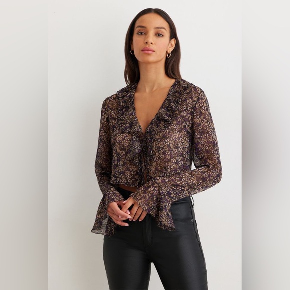 Front tie print blouse Size XXS - Picture 1 of 3